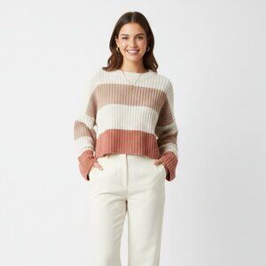 Anthropologie Moon and Madison Sweater Women's Sz S Cropped Oversized Striped
